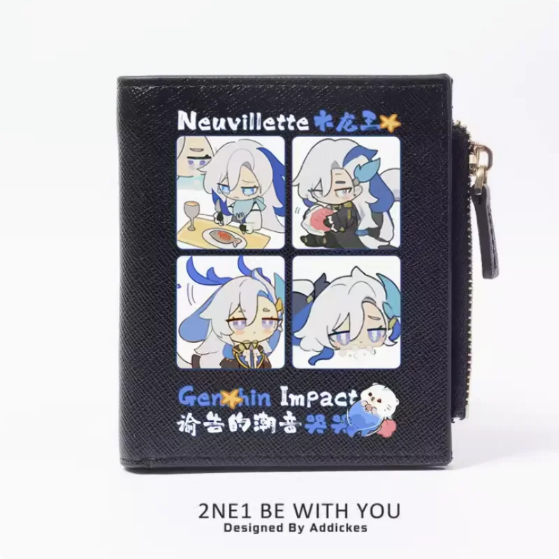 Anime Genshin Impact Neuvillette Zipper Wallet Fold Bag Multi Card  Coin Pocket Holder Fashion Kids Wallets Gift