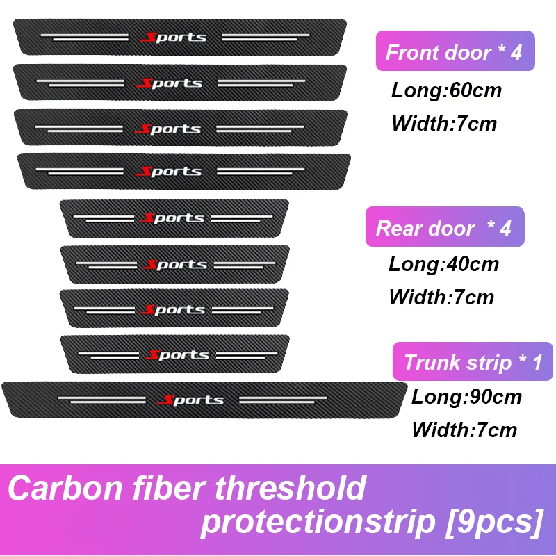 Carbon Fibre Car Door Sill Protective Strip Set - Sport Styling & Anti-Collision Decor