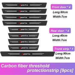 Carbon Fibre Car Door Sill Protective Strip Set - Sport Styling & Anti - Collision Decor (9pcs)