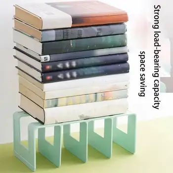 Organizzatore per Libri a 4 Scomparti, Supporto in Plastica per Libri da Scrivania, Divisorio per Libreria, Porta Riviste, Organizzatore per Ufficio e Casa