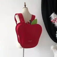 Red Apple Shape Cute Christmas Backpacks Large Capacity Cartoon Shoulder Bags Letter Printed PU Harajuku Bags Trend Women's Bags 1