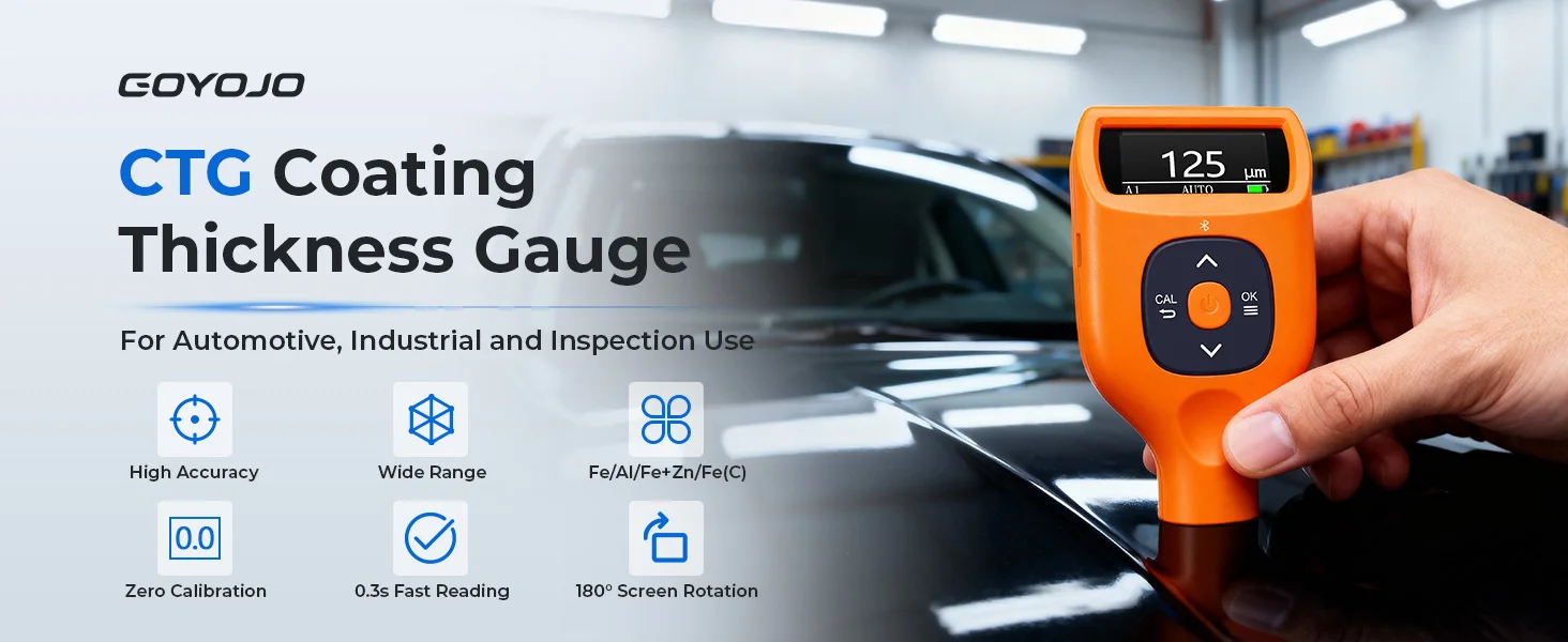 Coating Thickness Gauges, Paint Depth Gauge Meter with Backlight LCD Display for