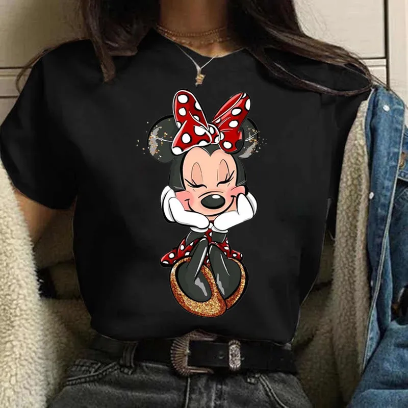 Mode Mickey Minnie Maus Disney T-Shirt Damen bekleidung Sommer kurze Ärmel Tops lässig Kawaii T-Shirts Kleidung — изображение 3
