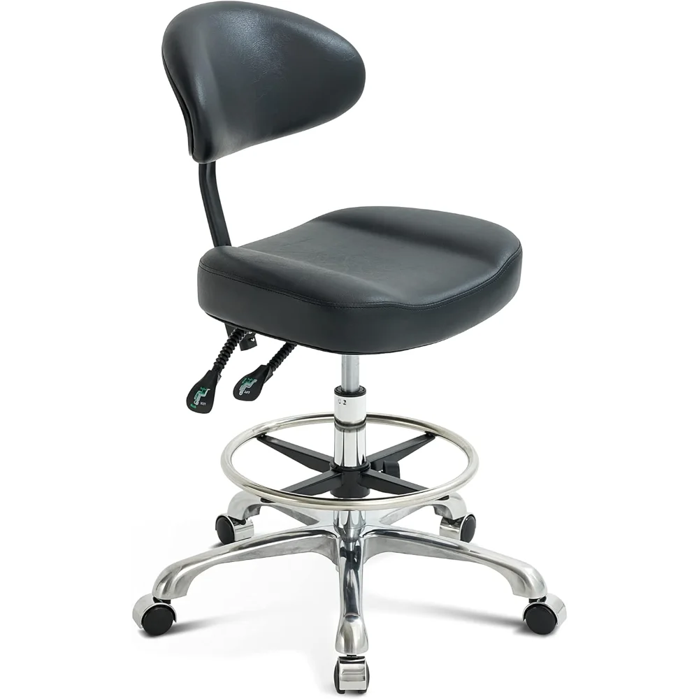 Lilfurni Drafting Swivel Rolling Chair,Sturdy Padding,Adjustable Stool with Wheels for Home,Office,Shop,Doctor,Massage Salon