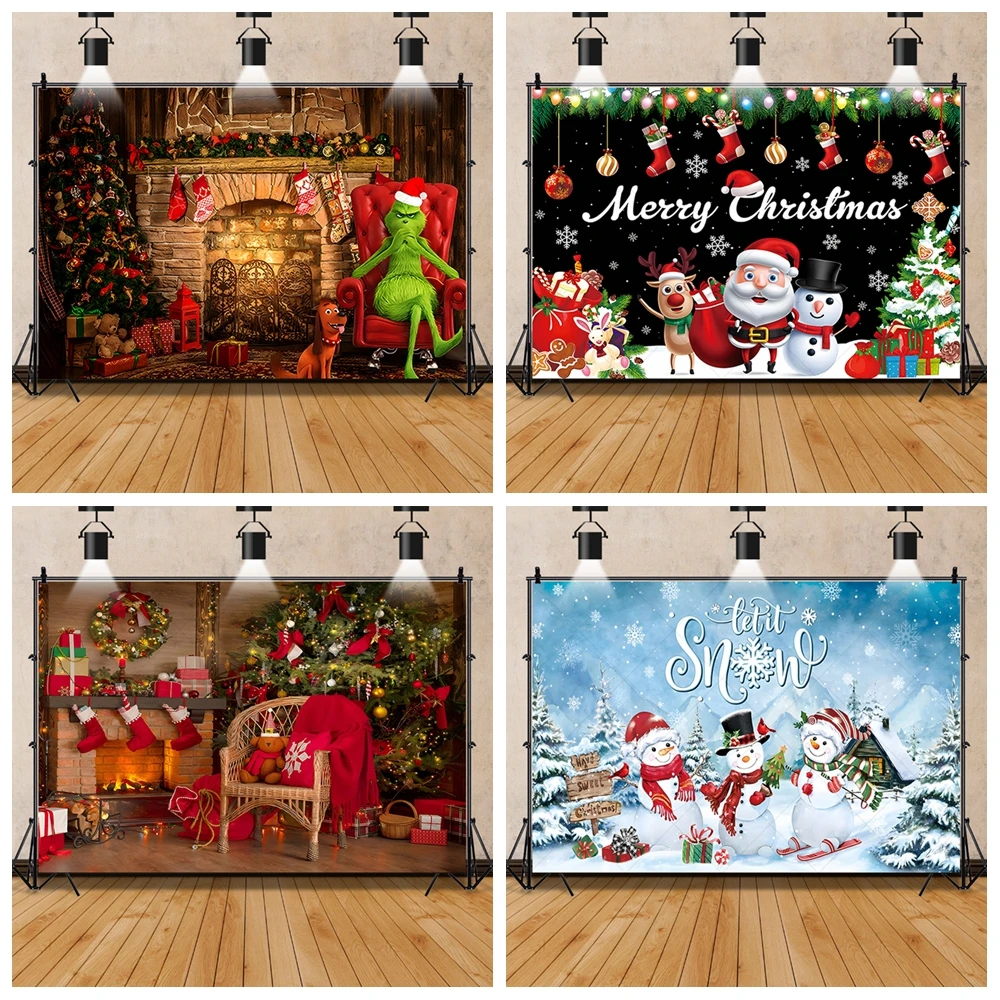 Christmas-Photography-Custom-Backdrop-Warm-Interior-Xmas-Eve-Family ...