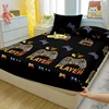 1 Cartoon Fun Game Printed Matte Fitted Sheet, Bedroom Printed Bed Cover, Bedding (Excluding Pillowcases) 1