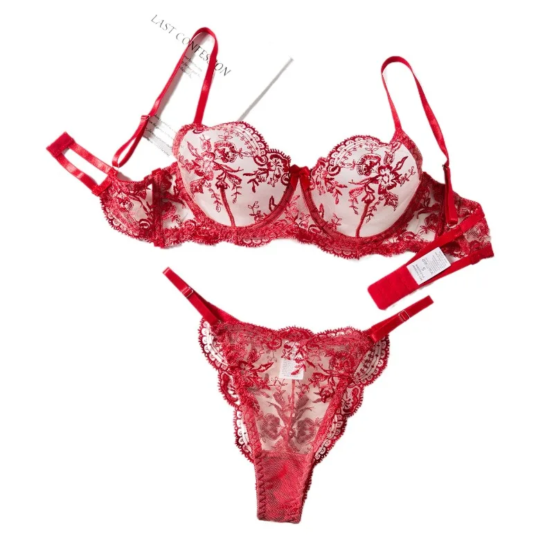 BANERDANNI Soutien-gorge transparent à broderie florale romantique avec armatures et bonnets légers – Lingerie féminine tendance et sexy