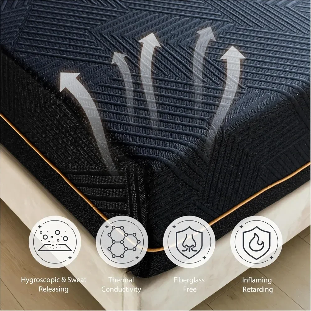 14 Inch Memory Foam Mattress in a Box, Jacquard Fabric Cover, Ventilated Copper-Gel Memory Foam, Fiberglass Free Mattress 5