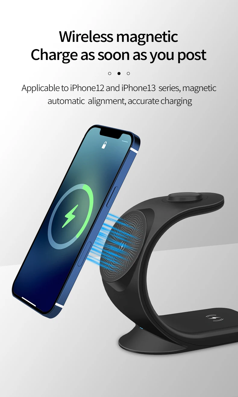 15W Fast Wireless Charger 3 In 1 Magnetic Wireless Charging Cell Phone Holder Multi function Wireless Charger for Iphone Iwatch