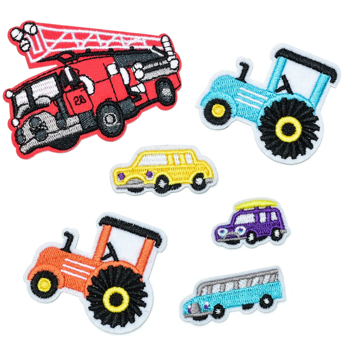 6Pcs Cartoon Car Construction Truck Series Iron On Toppe Ricamate Per I Vestiti Cappello Jeans Sticker Cucire Applique Patch Fai Da Te