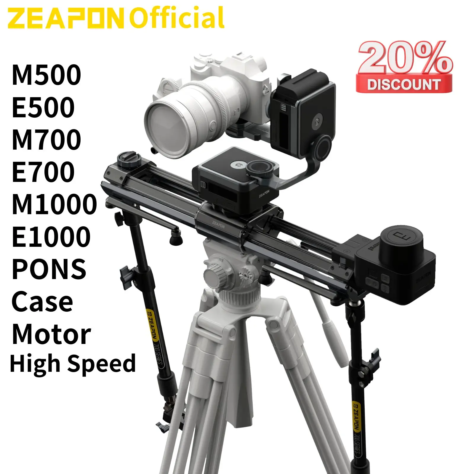 ZEAPON Micro 3 E500 E700 E1000 M500 M700 M1000 Motorized Slider DSLR Camera Video Double Distance Portable Slider PS-E1 PD-E1