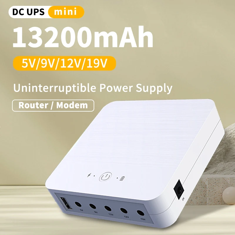 DC 9v 12v 19V UPS Uninterruptible Power Supply 21700 li-ion Battery Wifi modem Switch camera 13200mAh Built in emergency Power