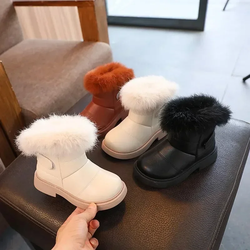 Children Boots Boys Girls Winter Snow Boots Fur Kids Snow Soft Bottom Shoes