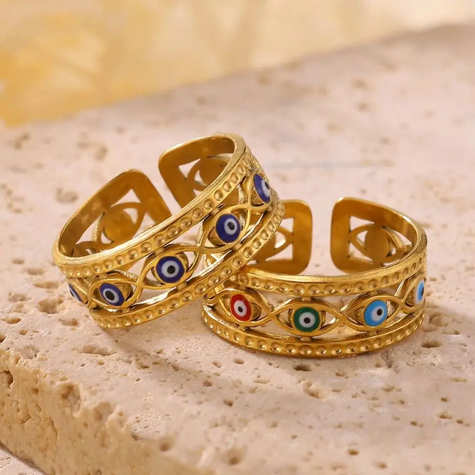 Enamel Evil Eye Rings Women For Women