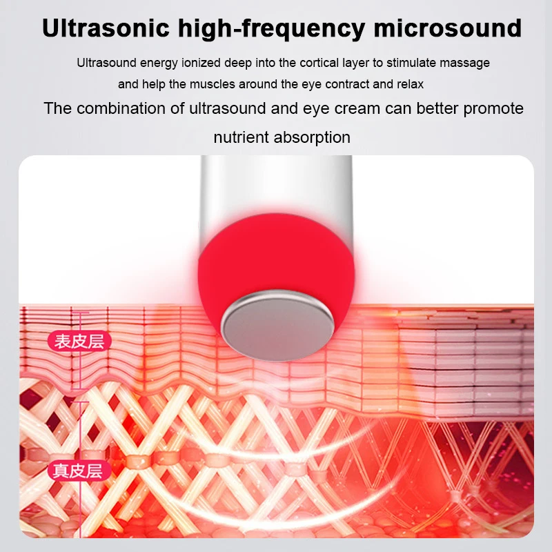 Mini Ultrasonic Eye Care Beauty Instrument Anti Wrinkle LED Light Therapy Massage Eye Bags Dark Circles Remove Vibration Device