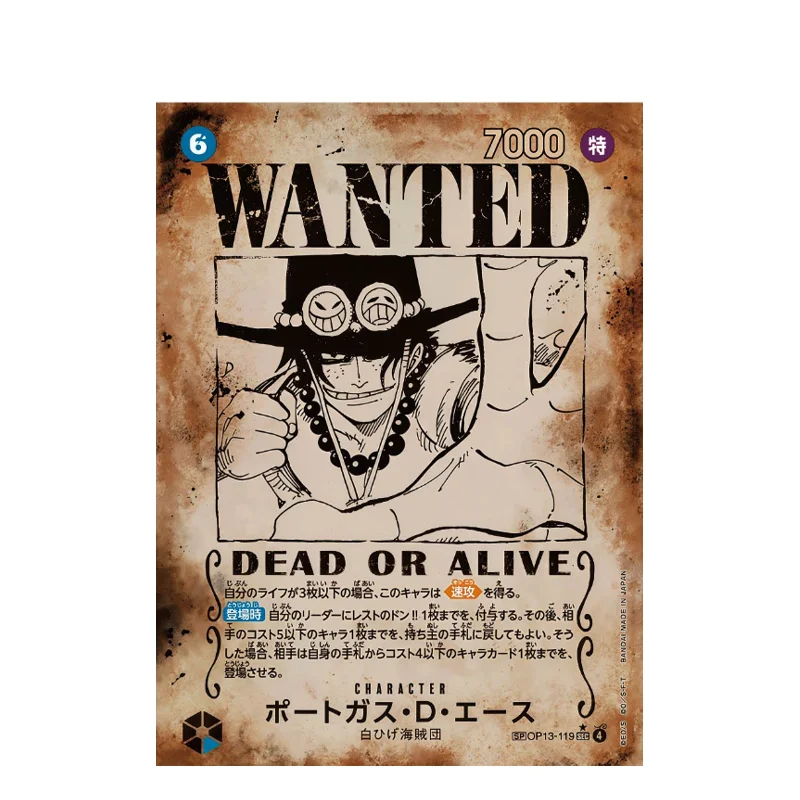 Diy One Piece Wanted Poster Japanese Sets Luffy Ace Sabo Roger Op13 Sec Sp Eustass Kid Op01-051 Op09-004 Shanks Op09-093 Teach