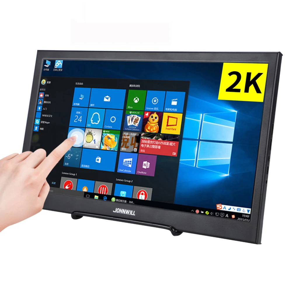 10.1 터치 휴대용 모니터, 2560X1600 USB HDMI 호환 컴퓨터, 윈도우 10, PS4 스위치 Xbox 폰 노트북 게임용 모니터