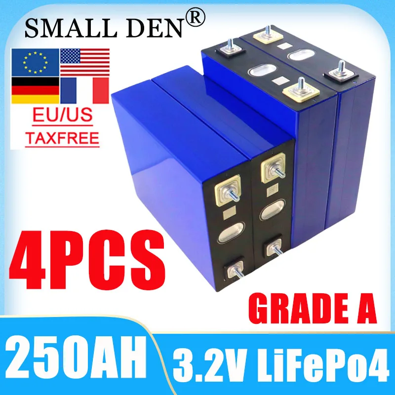 

4PCS GRADE A 3.2V 250ah Lifepo4 battery DIY 12V 24V camping vehicle lithium iron phosphate battery, golf cart charging battery