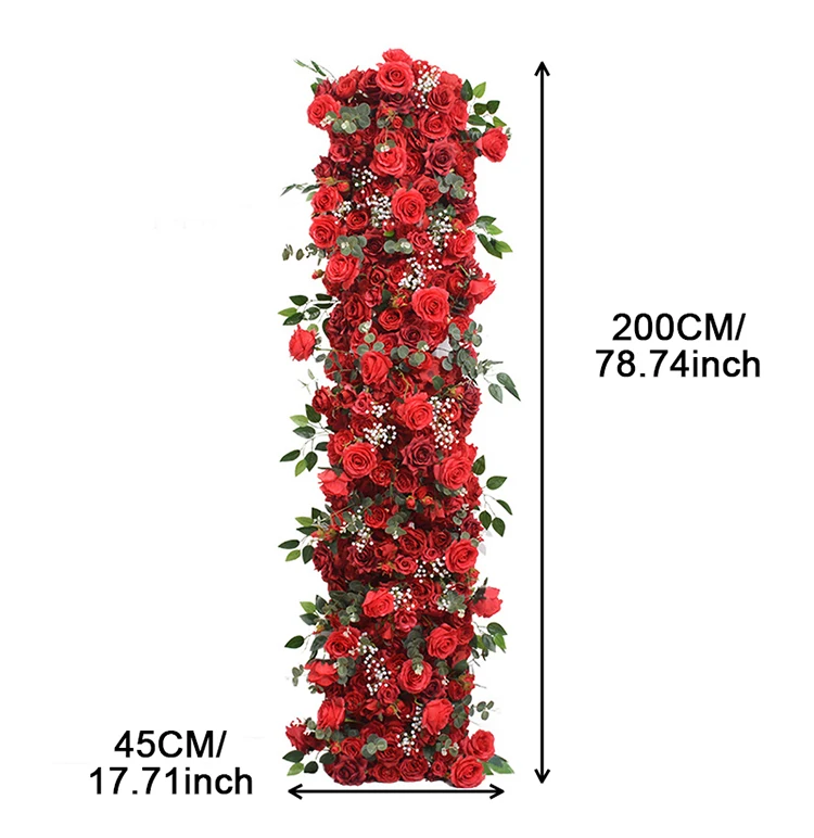 Description Picture 6 of itemRose Hydrangea Green Leaves Wedding Backdrop Arch KT Board Decor 5D Floral Pink White Red Flower Row Runner Event Party Props