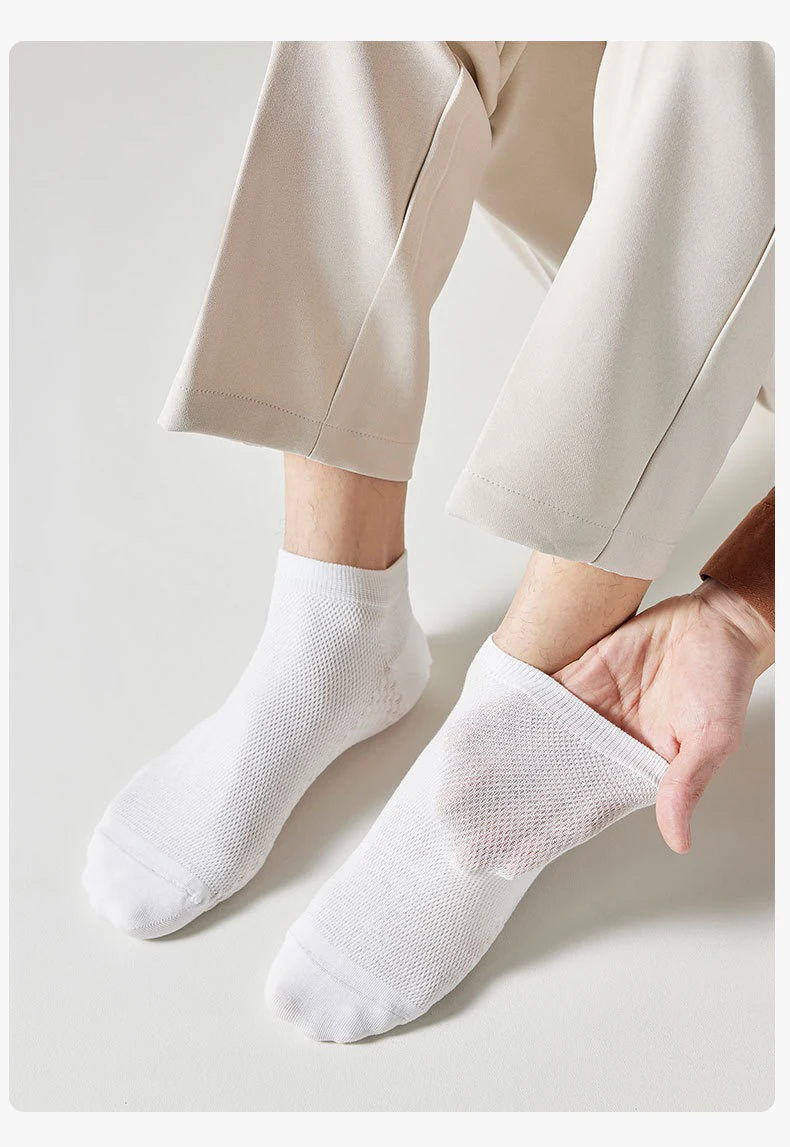 4 Pairs Men's Socks Classical Pure Cotton Antibacterial Deodorant Mesh Sweat Absorption Foot Massage Short Socks Sports Bussiess