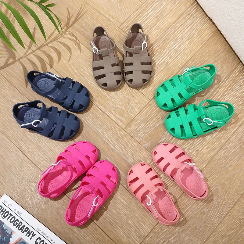 Kids Jelly Shoes Soft Sole SandalBaby Beach Shoe Sea Summer Gladiator Sandals Buckle Velcro Child Non-slip Boy Roman Flip-flops baby shoes kids shoes children sandals kids sandals beach shoes