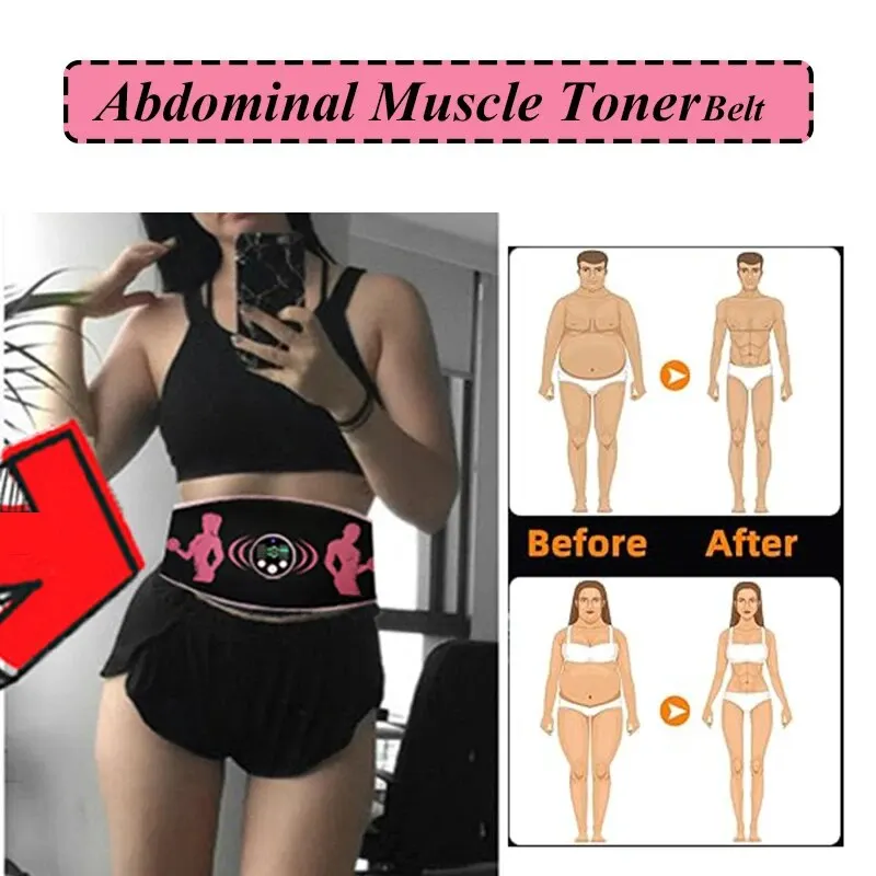 Muscle Stimulation Belt Electric Abs Stimulator Trainer EMS Abdominal Toning Belts Body Slimming Massage Fitness Massager