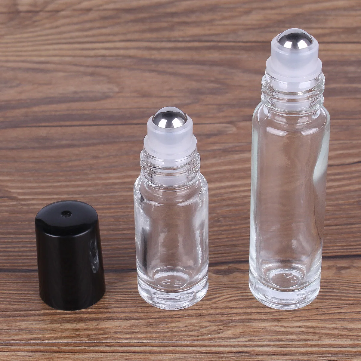 

2pcs/set(5ml+10ml) Transparent Glass Roll on Refillable Bottles with Stainless Steel Roller Ball for Perfume Essential Oil