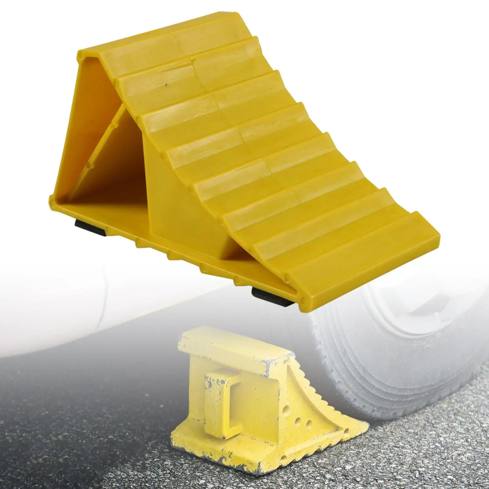 Travel Trailer RV Car Wheel Chock Multifunctional Triangle Base Durable Accessories Scratch Resistant Yellow Parking Chock