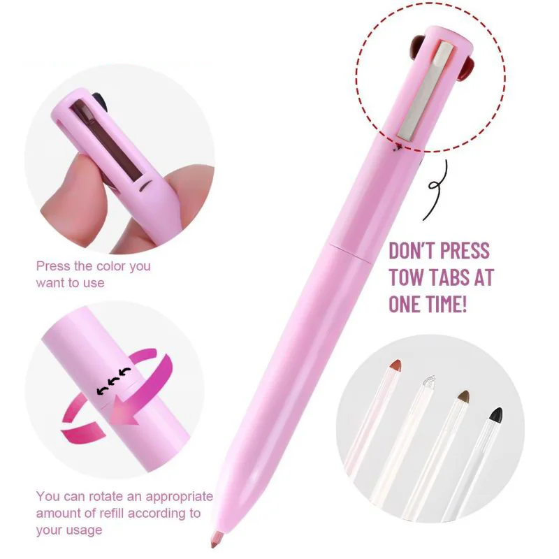 4-in-1 multi-functional lip liner, eyeliner and eyebrow pencil 4-color set 2