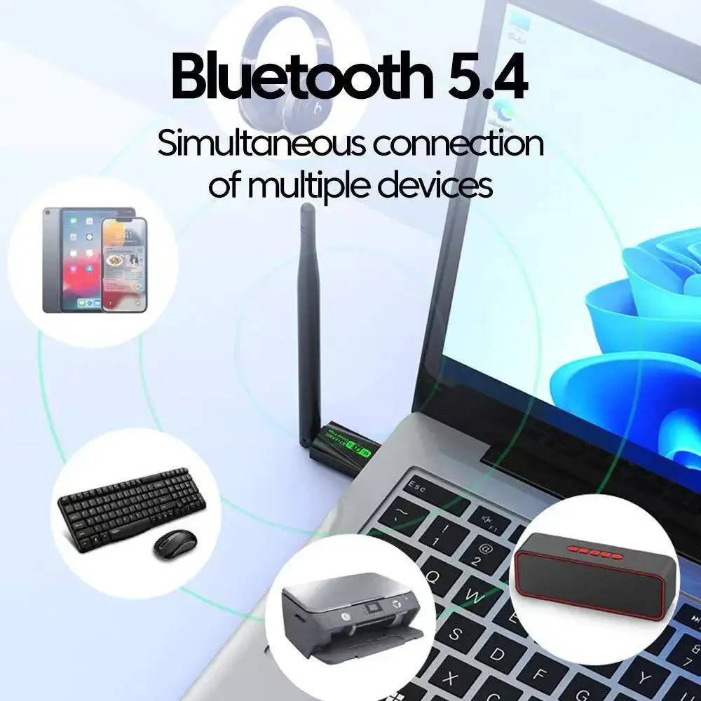 WiFi 6 USB 어댑터 900Mbps 블루투스 5.4 AX900 USB 동글 무선 네트워크 카드 듀얼 밴드 2.4G 5G 이더넷 수신기 무료 드라이버