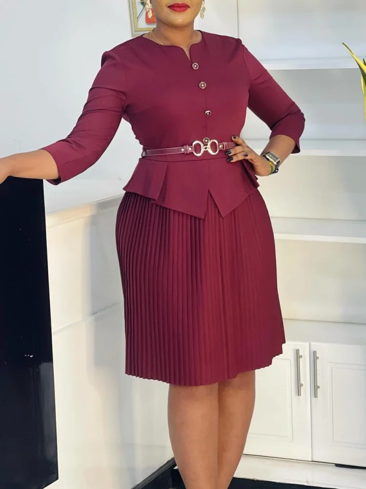 Wmstar Dress Women Wholesale A New Large Sized with Solid Color Buttons for Autumn Foreign Trade Fashion Outfits Fancy Club