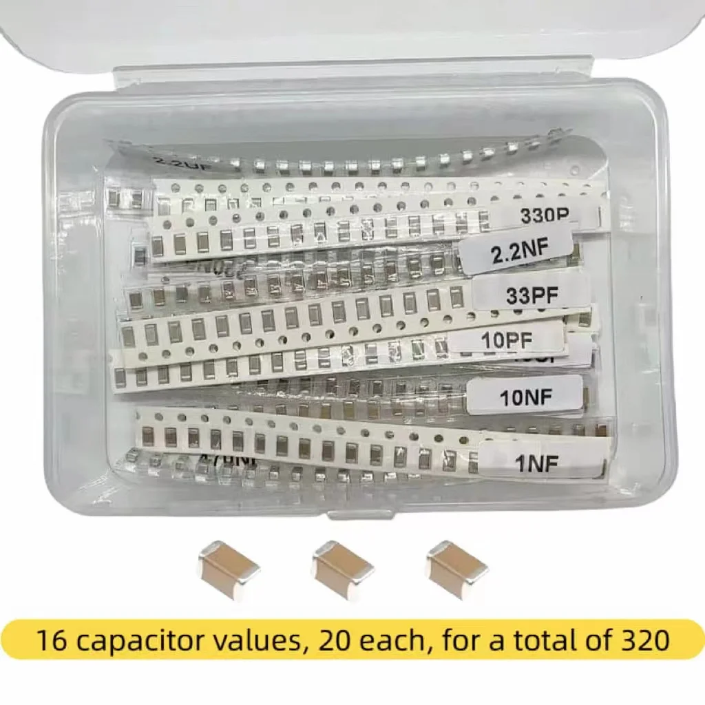 320 Piece 1206 SMD Capacitor Kit 16 values 10pF to 22uF Various capacitor banks Industrial SMD Capacitor Elements