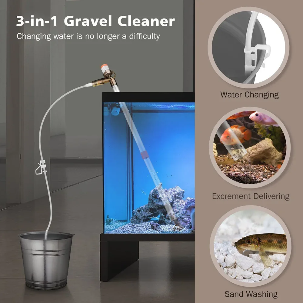 Fish Tank Cleaning Water Change Pipe Sandwasher Siphon Scraping Stool Scraping Wiping Algae Removing Moss Cleaning Tools Рыбки red copper siphon filler pipe manual pumping car oil pipe fittings siphon connector gasoline fuel water shaker siphon diverter