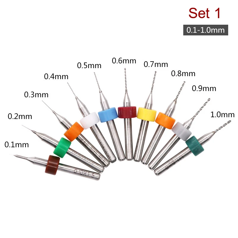 고품질 경질 합금 PCB 인쇄 회로 기판, 카바이드 마이크로 드릴 비트 도구, 세트 당 10 개, 0.1mm-1.2mm, 0.1mm, 1.2mm