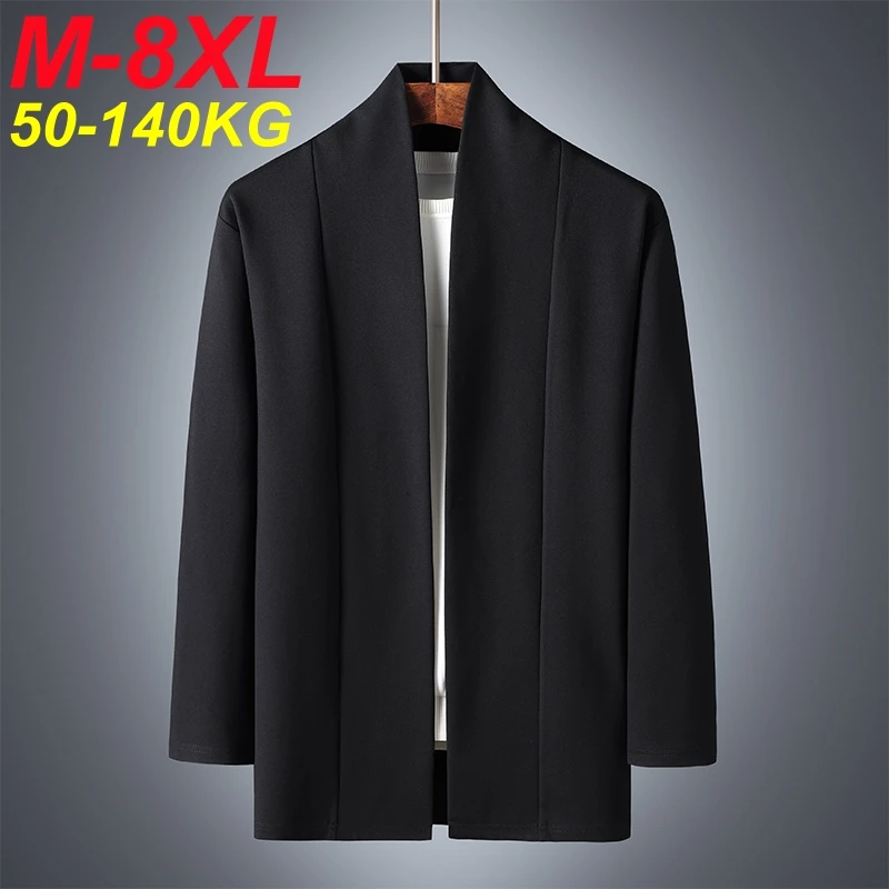 Plus Size Sweater Cardigan Men Jacket Coat 7XL 8XL 50-140kg Autumn Spring Solid Color Long Sleeve Sweaters Big Size Clothing