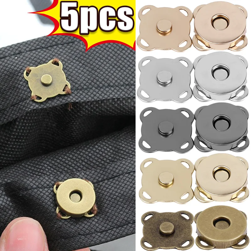 

1/5Sets Invisible Magnetic Snap Fasteners Metal Sew on Button buckle Clasps for Purse Bags Clothes Craft DIY Accessories 14/18mm