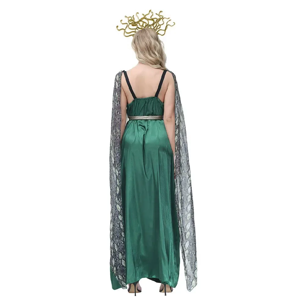 Goddess Medusa Green Dress Cosplay Women Costume Female Headgear Skirts  Dance Party Perfemence Clothing Halloween Carnival Suits - AliExpress  200000532