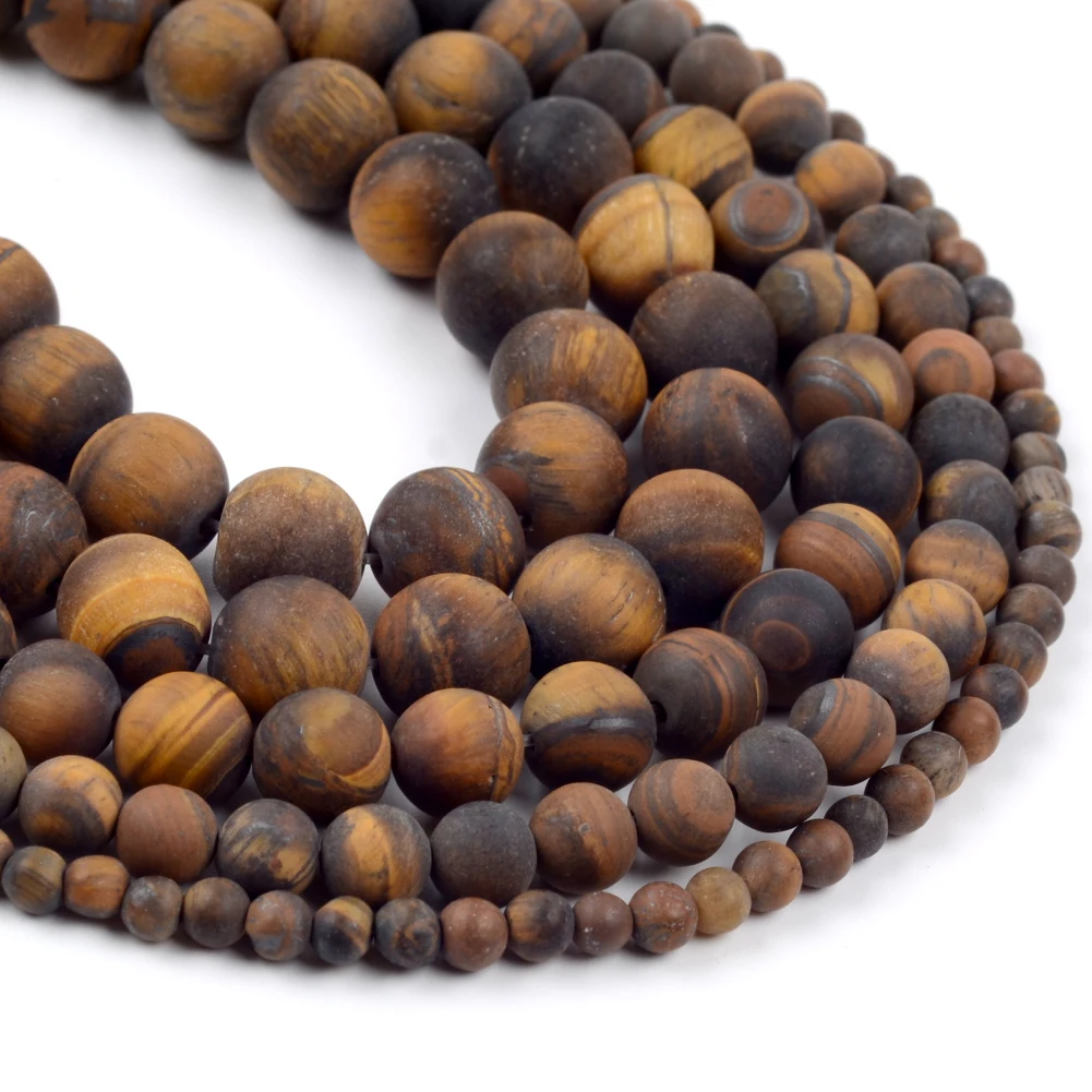 thumbnail image 1 of Cuentas de piedra sueltas espaciadoras de amazonita, turquesa, ágata, jaspes, granate y ojo de tigre redondo natural para hacer joyas, pulseras DIY, 1 of 5