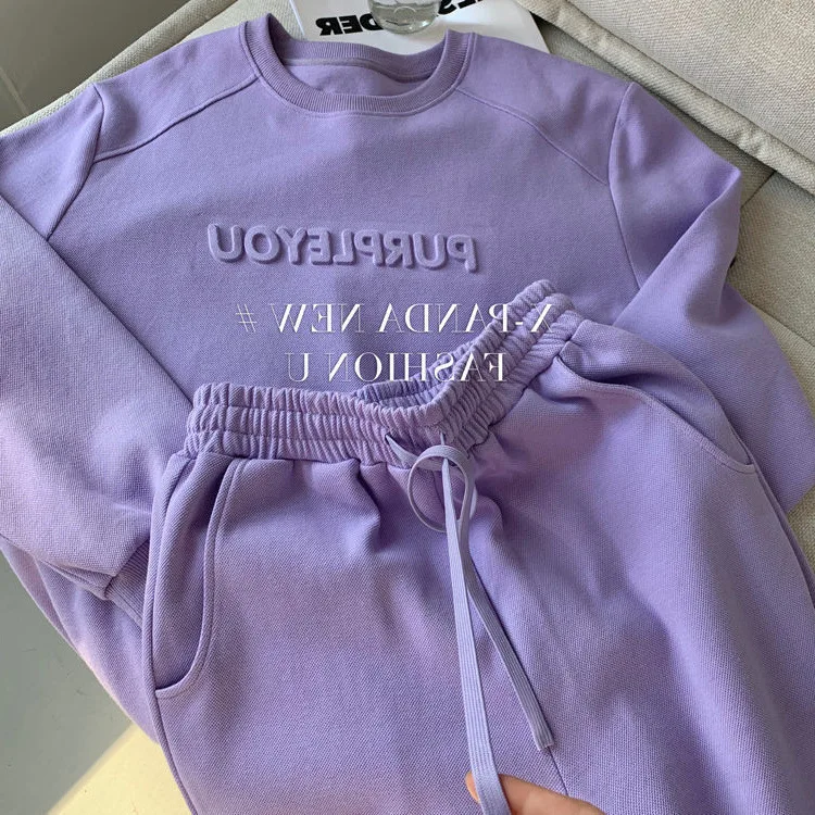 Conjuntos de Calças Moletom e Sweatpants Esportivas Femininas Treino Formulário Carta Impressão Veludo 2 Peça Roupa Retos Fitness Streetwear 4 Home & Garden