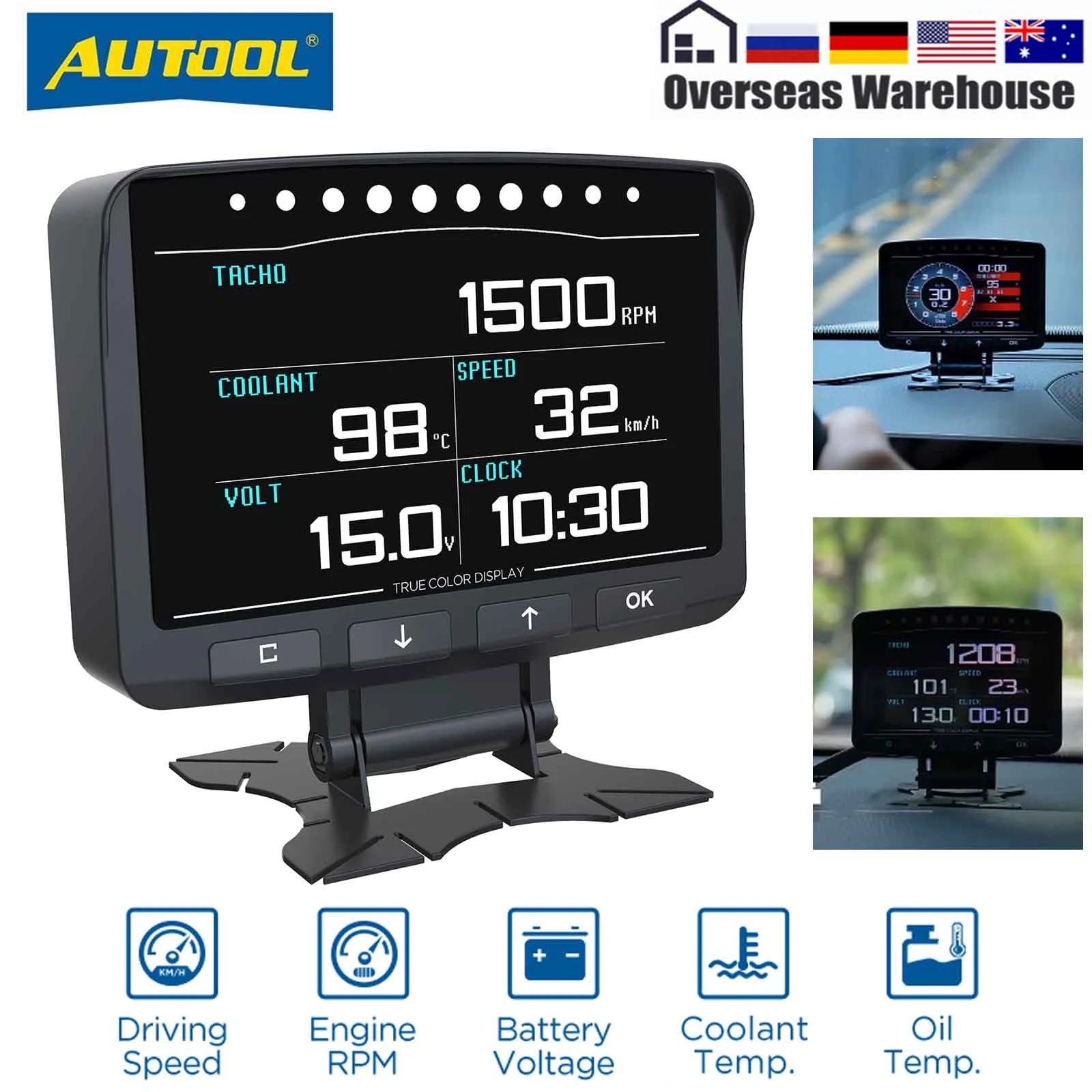 AUTOOL X50 PRO Digital On-board Computer Car OBD2 HUD Head Up Display ...