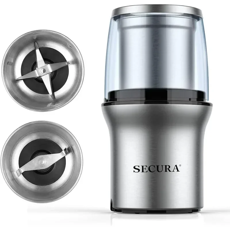 Meat grinder Electric Coffee Grinder and Spice Grinder with 2 Stainless Steel Blades Removable Bowls USA 6