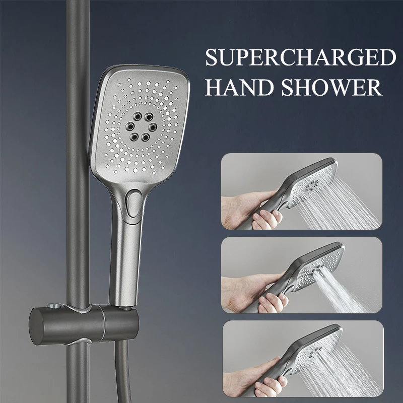 Piano Digital Shower Faucet Set Bathroom Bathtub Mixer Hot Cold Waterfall Tap Rainfall Shower System