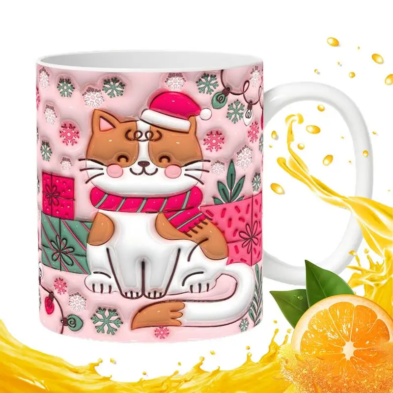 3D Christmas Cat Ceramic Mug 2