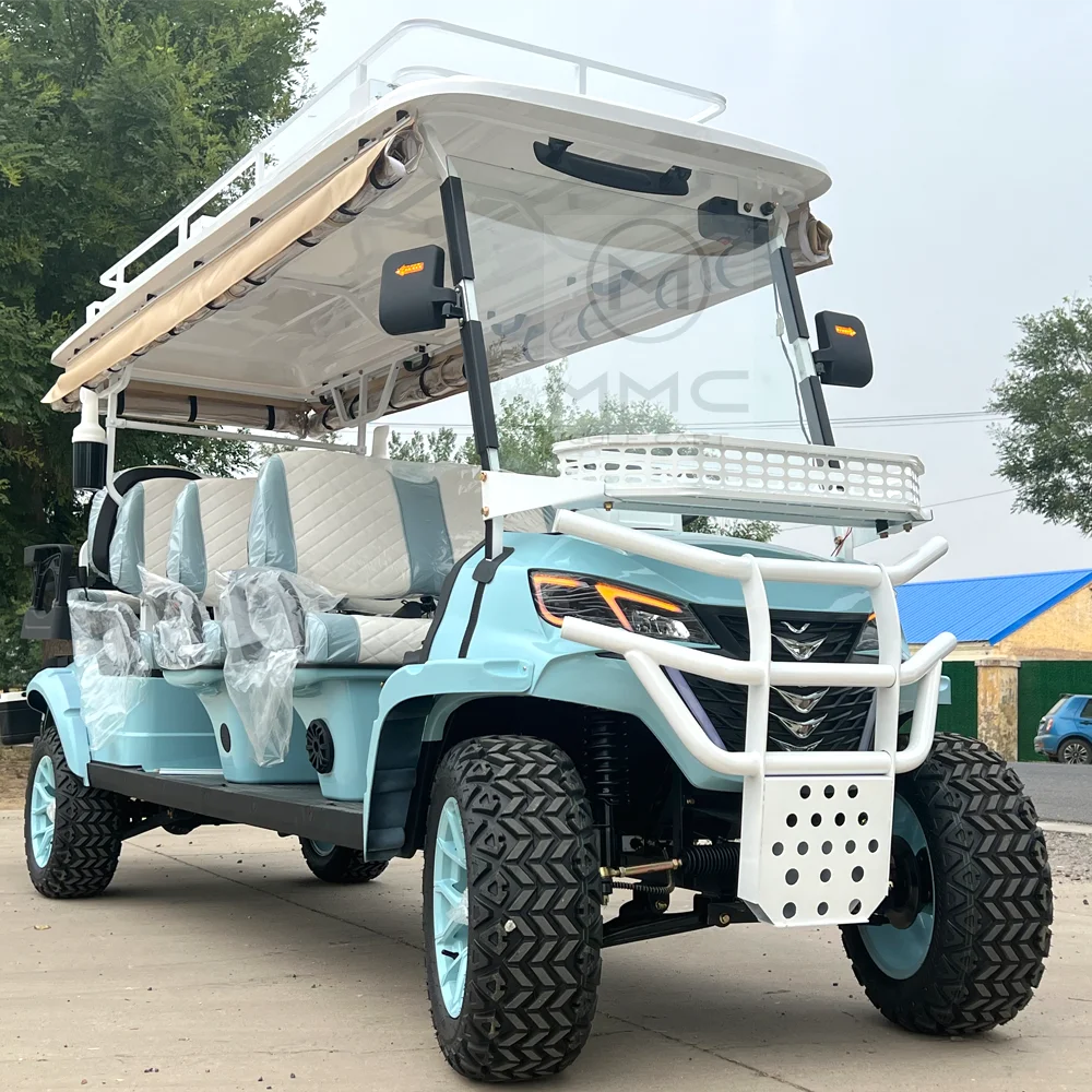 8 Seat 48V 72V 150W Solar Panel Trolley Lithium Battery 14 Inch Tire Electric Golf Cart Dune Buggy Off-Road Golf Cart