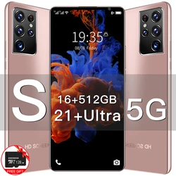 Galaxy S21+ Ultra 6.8 Inch Smartphone 16G+512G Full Screen 5G Cellphone 10 Core 24+48MP 4G Network Unlocked Android Mobile Phone
