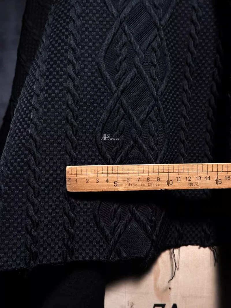 Description Picture 3 of itemJacquard Embossed Fabric Solid Color Fried Dough Twists Knitting Coat Cloth Apparel Diy Sewing Polyester Nylon Cotton Material