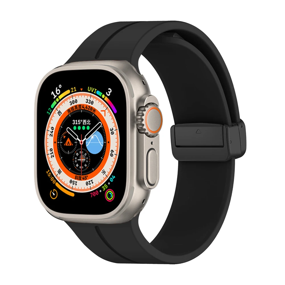 Armband für Apple Watch Ultra 3 2 Band 44mm 45mm 49mm 40mm 41mm 46mm Magnetisches Silikonarmband Correa iWatch Series 8 SE 9 10 11 – Detail 1