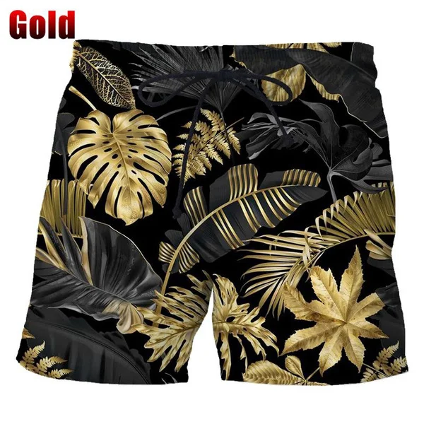 Summer Hawaiian Beach Shorts Quick Drying 3d Printed Palm Motif Swim Trunks Shorts Board Shorts Men Funny Beach Shorts 3