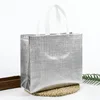 StoBag 10pcs Blue Silver Non-woven Tote Shopping Bag Fabric Portable Waterproof Storage Reusable Pouch Custom Logo(Extra Fee) 5