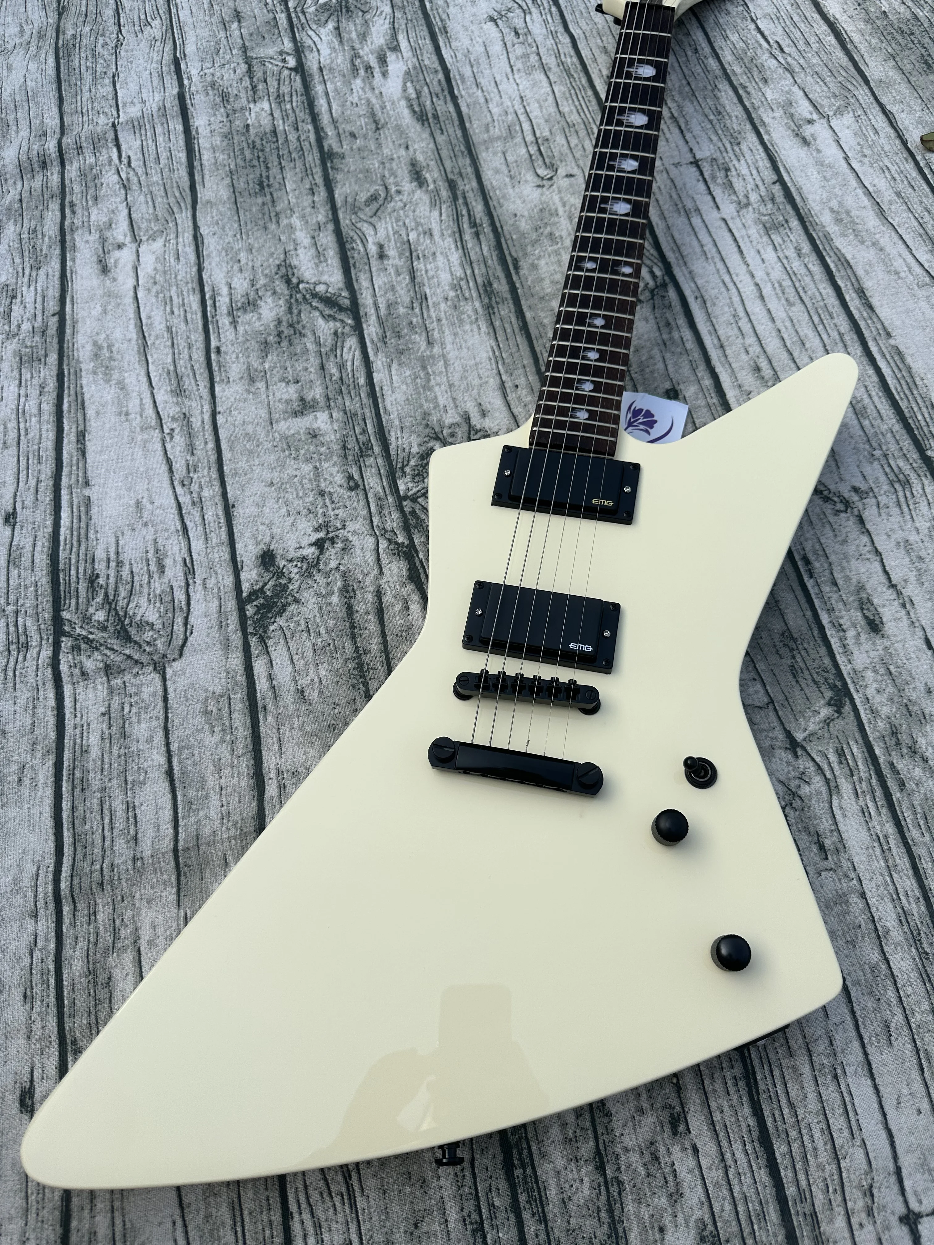 Irregular electric guitar EMG active pickup middle finger inlay